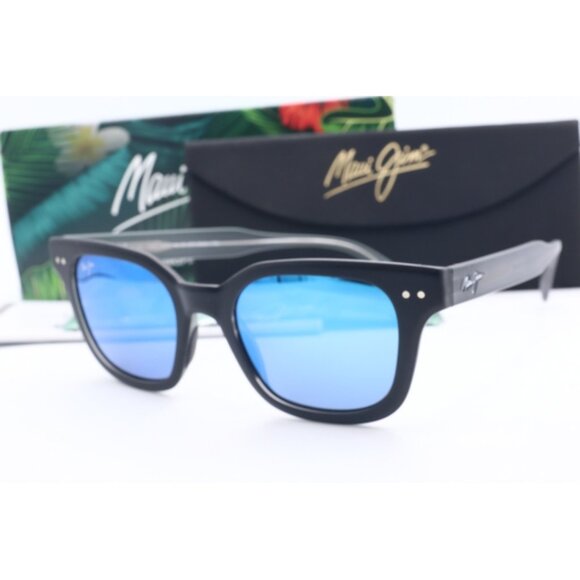 Maui Jim Shore Break MJ 822-02MG Black Cat Eye Sunglasses Blue polarized Lens - Picture 1 of 6